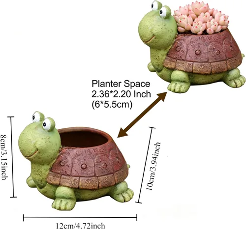 Miniatura 3 de Macetas de Suculentas de Tortuga Youfui - Maceta de Bonsái de Resina Hecha a Mano con Agujero de Drenaje, Maceta Mini para Suculentas, Decoración