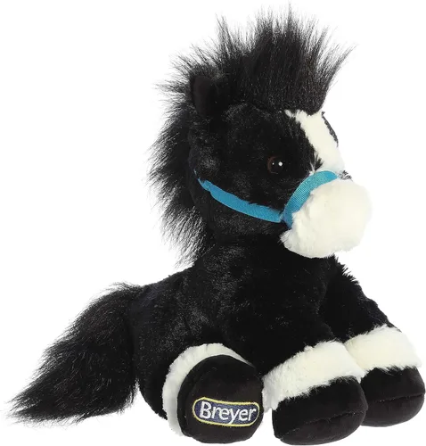 Aurora® Exquisito Breyer® Bridle Buddies - Peluche de caballo - Detalles realistas - Juego imaginativo - Negro 11 pulgadas