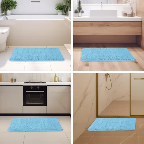 Miniatura 312 de Alfombra de baño pequeña de 12 x 18 pulgadas, lavable y absorbente, antideslizante, alfombra de baño de felpilla gruesa y suave para baño, ducha