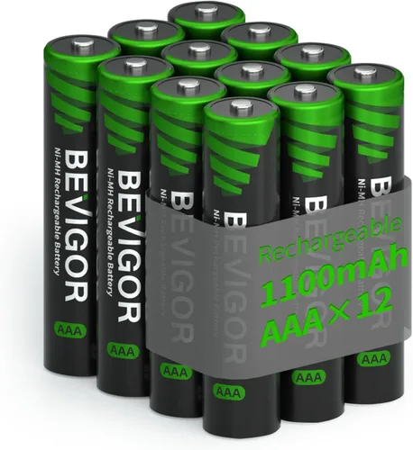 Miniatura 8 de BEVIGOR 16 juegos de pilas recargables AA AAA, alta capacidad 8 paquetes AA 2800mAh y 8 paquetes AAA 1100mAh, pilas de teléfono NiMH de 1.2V de baja