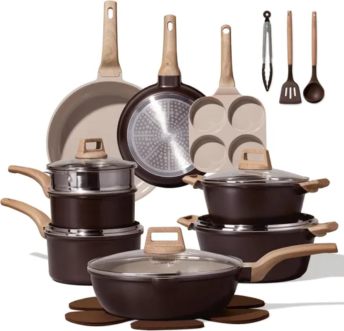 Miniatura 16 de CAROTE 10Pcs Pots and Pans Set Nonstick, Non Stick Cooking Set w/Frying Pans & Saucepans, Induction Kitchen Cookware Set Blanco