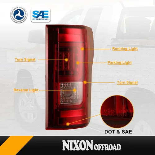 Nixon Offroad Luces traseras LED para Ford F-150 2015 2016 2017 con luz de señal de giro LED, luz de funcionamiento, luz de freno (lente roja)