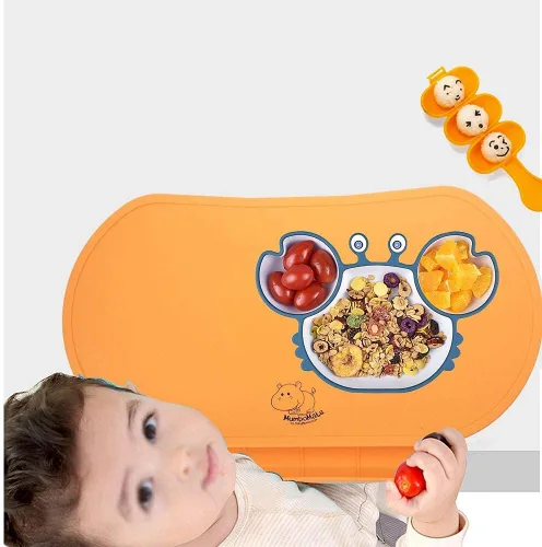 Miniatura 6 de Tapete individual de silicona para niños, Baby Mumbo, calidad alimentaria con bordes elevados únicos para la prevención de derrames, bandeja ligera