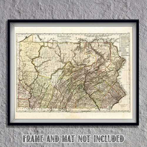 Miniatura 7 de 1797 Pennsylvania Map - Impresión artística sin marco de 11 x 14 - Decoración de pared perfecta en esta reproducción restaurada altamente detallada