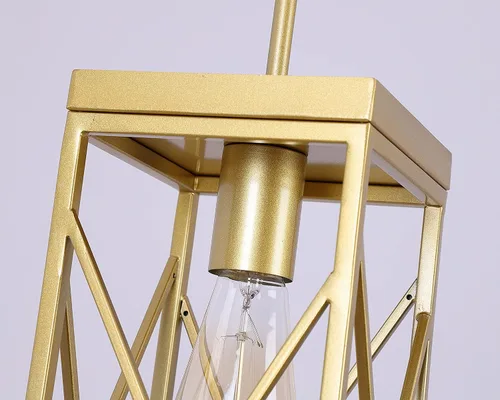 Miniatura 6 de Fivess Lighting - Lámpara colgante moderna de oro con jaula de metal, lámpara colgante mini con varillas ajustables de una luz para cocina, isla