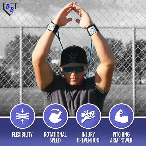 Miniatura 6 de BB Bands Bandas de resistencia para béisbol y sóftbol - Bandas de entrenamiento de fuerza para el brazo, equipo de acondicionamiento para Negro