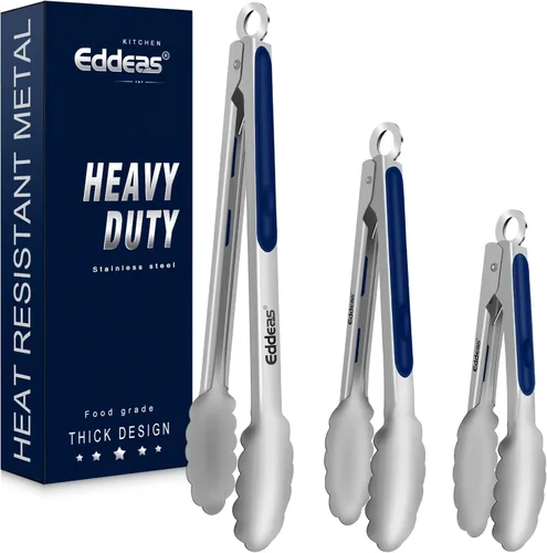 Miniatura 27 de Pinzas para cocinar – Pinzas de cocina de acero inoxidable de 600 grados resistentes al calor, pinzas de bloqueo de metal resistente, perfectas