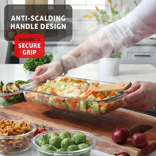 Miniatura 4 de Nestl Juego de 8 platos de vidrio para hornear para horno, recipientes de almacenamiento de alimentos de vidrio con tapas, cacerolas a prueba