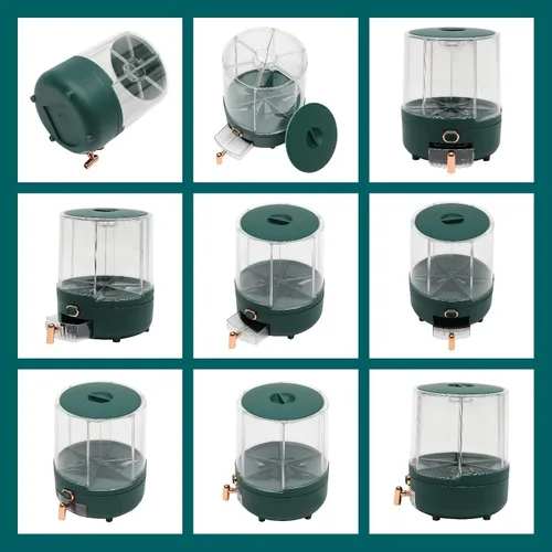 Miniatura 4 de Dispensador de cereales, Dispensador de grano giratorio de 360° de 6 rejillas, Dispensador de arroz transparente sellado 6 en 1, Contenedor de verde