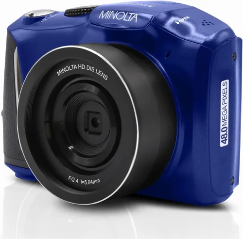 Miniatura 2 de Minolta Cámara digital de 48 MP: video 4K Ultra HD, zoom digital 16X, pantalla LCD de 3.0 pulgadas, antivibración, lapso de tiempo, detección Azul