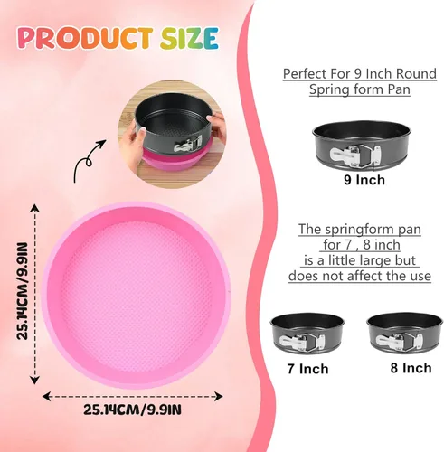 Miniatura 3 de 4 piezas de bandeja de baño de agua para tartas de queso, protector de molde de silicona desmontable con espátula de liberación de pasteles