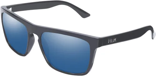 HUK Gafas de sol, lentes polarizadas con marcos de rendimiento, gafas de sol para pesca, deportes y exteriores Espejo azul / negro mate
