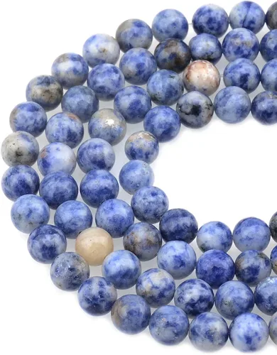 Miniatura 9 de Cuentas sueltas de 0.315 pulgadas/8mm de piedra natural redonda para hacer joyas con cordón elástico Sodalita azul