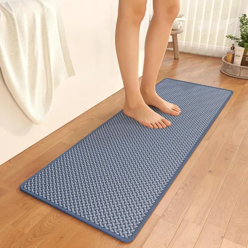 Miniatura 9 de YDKGL Alfombras de baño antideslizantes, superabsorbentes, de secado rápido, para baño, textura de tejido de espuma, alfombras de baño delgadas