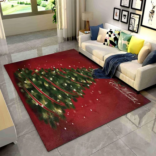 Miniatura 2 de Alfombra de área de decoración de habitación de Feliz Navidad, 2 x 3 pies, alfombra de árbol de Navidad con copos de nieve para dormitorio, alfombra