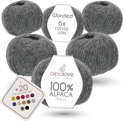 Miniatura 31 de Set de Lana Abultada (6 x 50 g) Súper Suave de Alpaca Bebé para Tejer Antracita 300 Metros