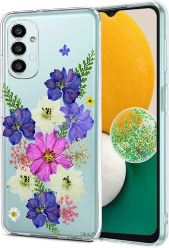 Unov Funda compatible con Samsung Galaxy A13 LTE 5G Galaxy A04S transparente con diseño de TPU suave absorción de golpes, diseño delgado en relieve,