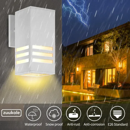 Miniatura 2 de Lámpara de pared para exteriores, luminaria exterior – Listado ETL, aluminio antioxidante, impermeable, montaje en pared, diseño rectangular – 1