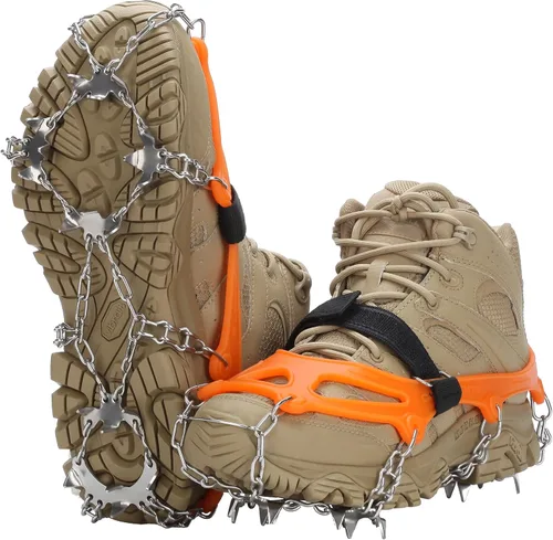 Miniatura 8 de Crampons 19 Spikes with Stainless Steel Chain Ice Snow Grips Traction Cleats System Safe Protect for Walking, Jogging, Climbing, Hiking on Snow and