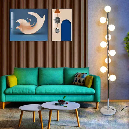 Hsyile Lámpara de pie moderna y creativa para sala de estar, dormitorio, oficina, lámpara de pie de poste alto con globo, lámpara de árbol con Cromo