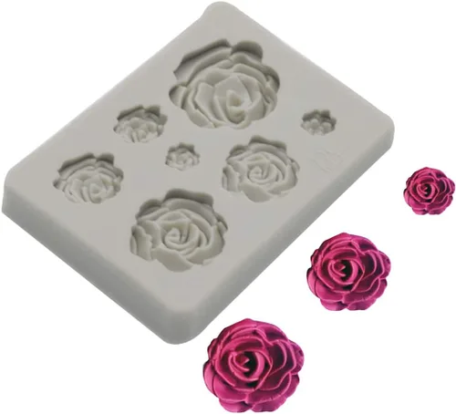 Miniatura 7 de Tvoip Molde de silicona de flor de rosa, 2 piezas, molde de fondant, herramientas de decoración de pasteles, molde de chocolate, para hornear