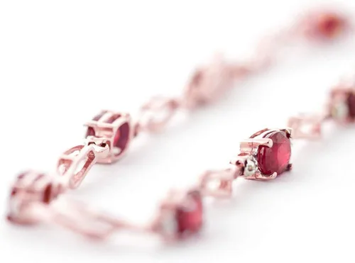 Miniatura 4 de Galaxy Gold GG Pulsera de tenis de oro rosa macizo de 14 quilates, diamante rubí de 4.21 quilates, Gema, Rubí