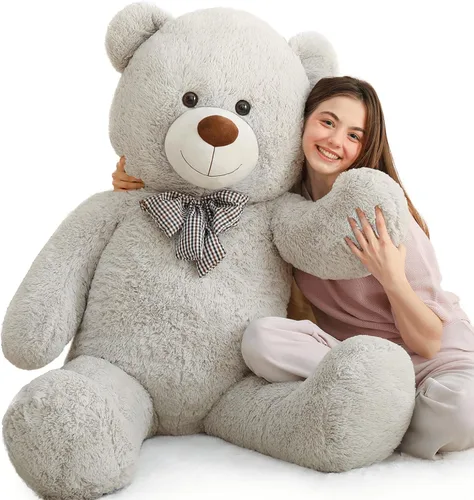 Miniatura 45 de MaoGoLan - Oso de peluche gigante de 52.0 pulgadas, peluche grande color canela con lindo moño y huellas, peluche suave de oso con moño para regalar