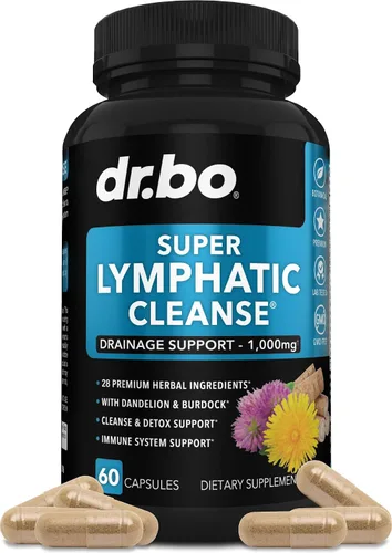 Suplementos de Drenaje Linfático en Píldoras - Apoyo Linfático Limpieza Total Herbal Productos Echinacea, Jengibre, Diente de León, Raíz Roja y