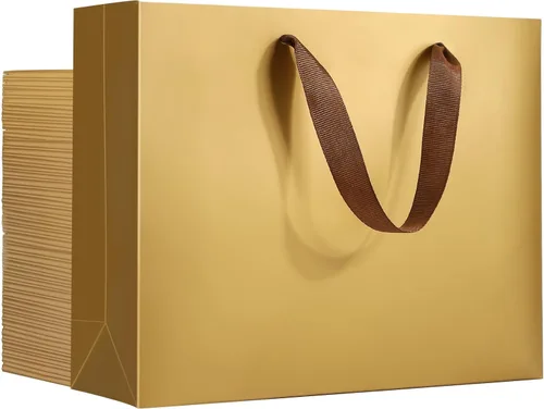 Miniatura 38 de EUSOAR Bolsas de papel de estraza para regalo, paquete de 12 bolsas de papel kraft de 10.6 x 3.1 x 8.3 pulgadas con asas, bolsas resistentes