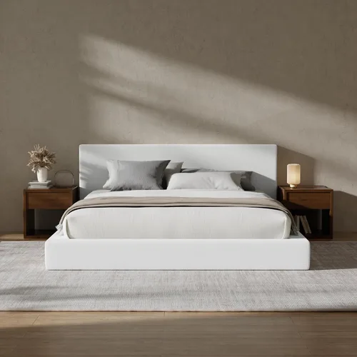 Miniatura 11 de RECCI Cloud - Base de cama Queen tapizada con cabecero, plataforma acolchada de espuma de 5 pulgadas, sin somier, fácil montaje (crema)