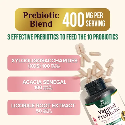 Miniatura 6 de Probióticos vaginales para mujeres, equilibrio de pH con prebióticos y lactobacilos, 50 mil millones de UFC por cápsula, suplementos de salud