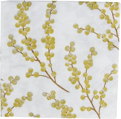 Miniatura 3 de Entertaining with Caspari Berry Branches - Servilletas de papel para cóctel, color blanco y dorado, paquete de 20