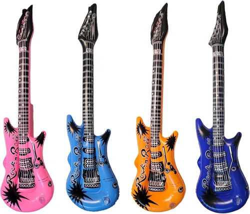 Miniatura 2 de Mini guitarras inflables de roca (23 pulgadas). Vinilo perfecto para fiesta, DJ Dance 80s Rocker (12)