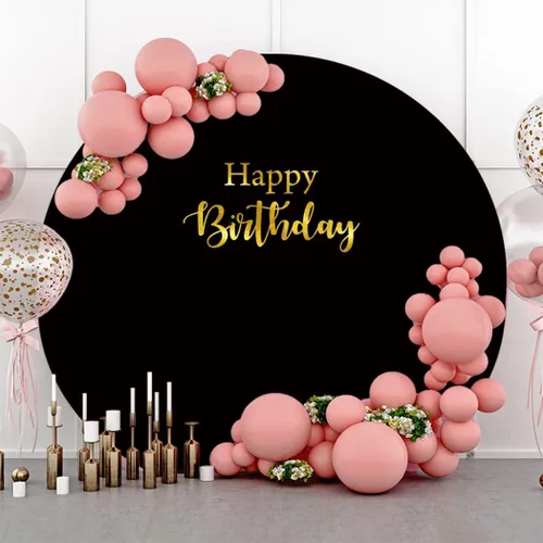 Miniatura 3 de Telón de fondo redondo de poliéster de 5 x 5 pies, fondo redondo negro para fotografía de recién nacido, baby shower, niños, primer cumpleaños