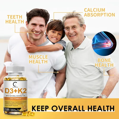 Miniatura 6 de Suplemento de Vitamina D3 K2 con Vitamina D3 5000 UI, 200 mcg de Vitamina K2 MK-7 y Aceite de Coco Natural, Fórmula 2-1 a Base de Plantas