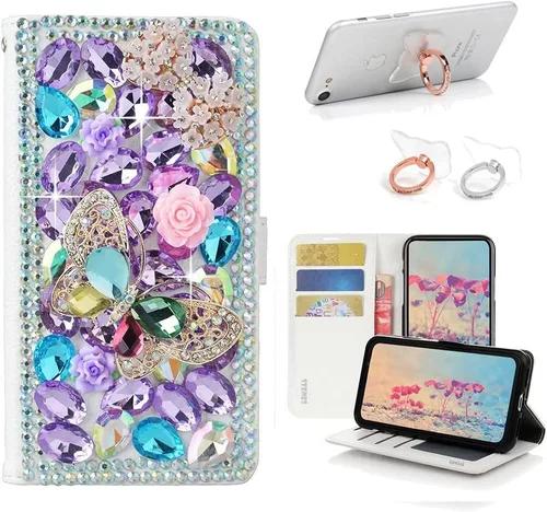 Miniatura 9 de Bling - Funda de piel con soporte para anillos, diseño 3D hecho a mano, 2 unidades, SBLDwRSSeries-6
