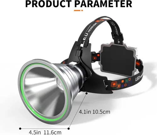 Miniatura 9 de Luces de Caza de Mapaches, Faro LED de Alta Potencia con Reflector, Linterna Frontal Impermeable Súper Brillante Recargable con Sensor de Movimiento