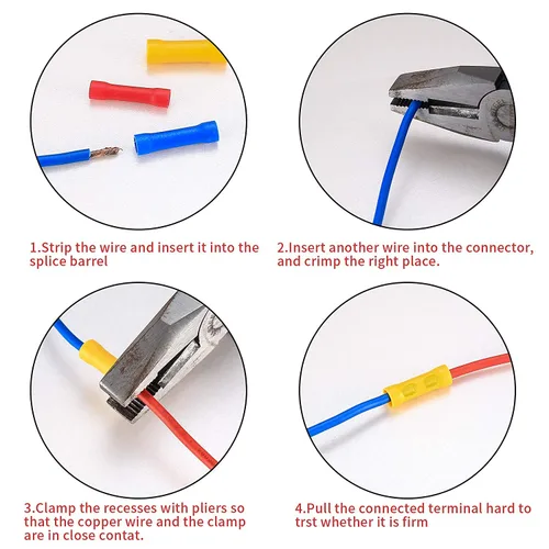Miniatura 5 de Kit de conectores eléctricos a tope de 150 piezas, conectores de cable de crimpado de empalme a tope, varios terminales de cable rectos eléctricos