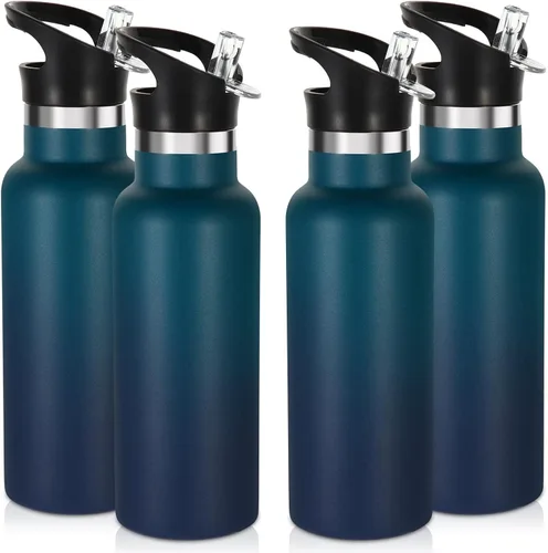 Miniatura 38 de Volhoply Botella de agua aislada para niños de 17 onzas, botellas de agua de acero inoxidable con tapa con pajilla, botella de agua de metal al