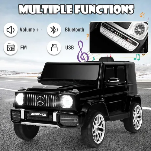 Miniatura 5 de OLAKIDS Auto eléctrico Mercedes Benz G63 de 12 V con licencia y control remoto, puertas dobles abiertas, música, Bluetooth, 2 velocidades