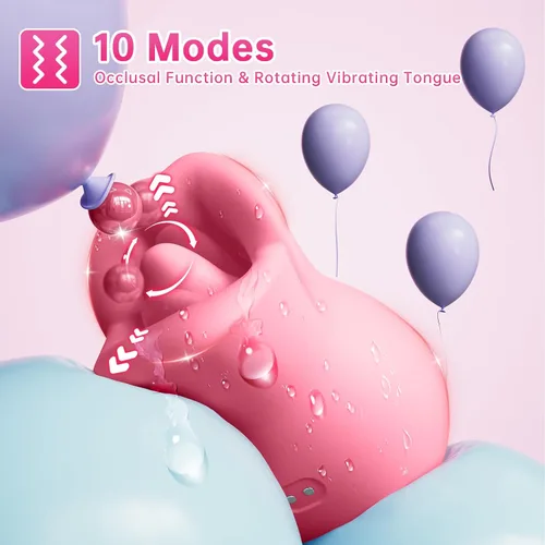Miniatura 4 de Juguetes sexuales para adultos, vibrador para mujeres, estimulador de clítoris, lengua y boca de 3 en 1 de silicona, juguete sexual de rosa con 10