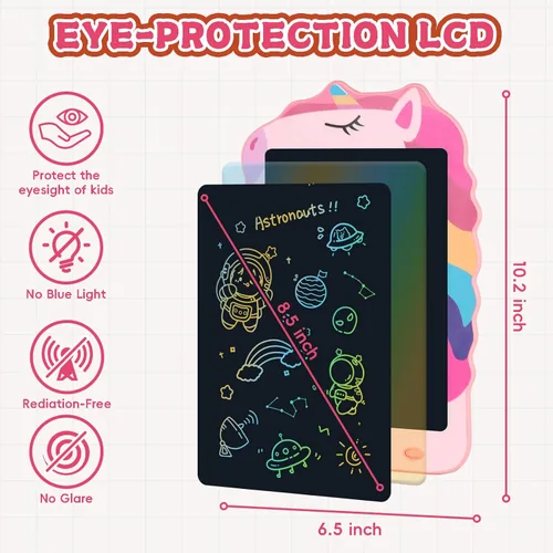 Miniatura 6 de Unicorn Toys Tableta de Escritura LCD para Niñas, Juguetes Coloridos para Niños Pequeños Tablero de Dibujo, Juguetes Educativos para Niños Rosa