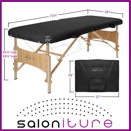 Miniatura 7 de Saloniture Mesa de masaje plegable portátil básica - Negro