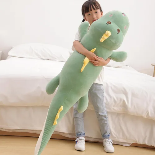 Miniatura 12 de Tianmihou Almohada corporal de dinosaurio gigante de 32 pulgadas, lindo animal de peluche largo de dinosaurio, juguete de peluche grande
