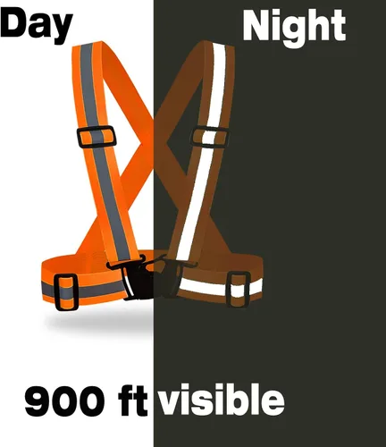 Miniatura 3 de DUSKCOVE Paquete de 2 chalecos de seguridad Hi Vis, ajustables, color neón brillante, alta visibilidad, reflectantes, correas de seguridad