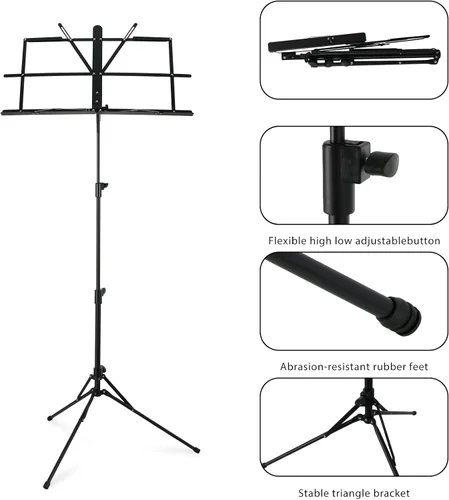 Miniatura 3 de EASTROCK Soporte de partituras plegable para partituras de música, soporte portátil plegable para libros de escritorio con bolsa de transporte