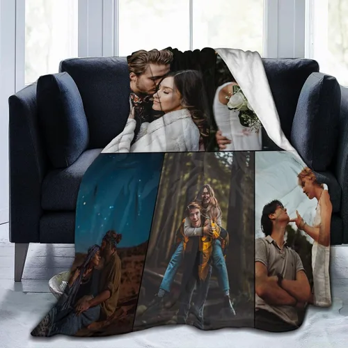 Miniatura 15 de Manta de cama personalizada con texto de fotos, mantas personalizadas con collage de fotos, mantas personalizadas para regalo de cumpleaños 1 Foto