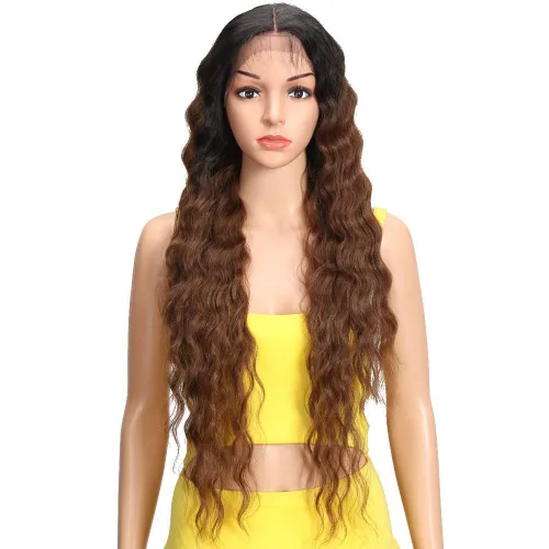 Miniatura 11 de Joedir - Peluca de 30 pulgadas de largo con encaje frontal, cabello ondulado profundo, parte superior, cabello natural superior con abuelitos