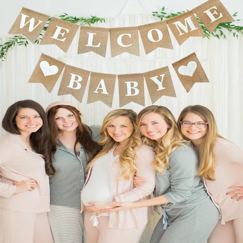 Miniatura 3 de Cartel de bienvenida para baby shower, cartel de bienvenida para bebé, cartel de revelación de género de arpillera preencordada para niños y niñas