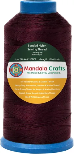 Miniatura 68 de Mandala Crafts - Hilo de nailon para coser cuero, tapicería, mezclilla y para trenzar el pelo; resistente, 1500 yardas, tamaño 69 T70 Marrón